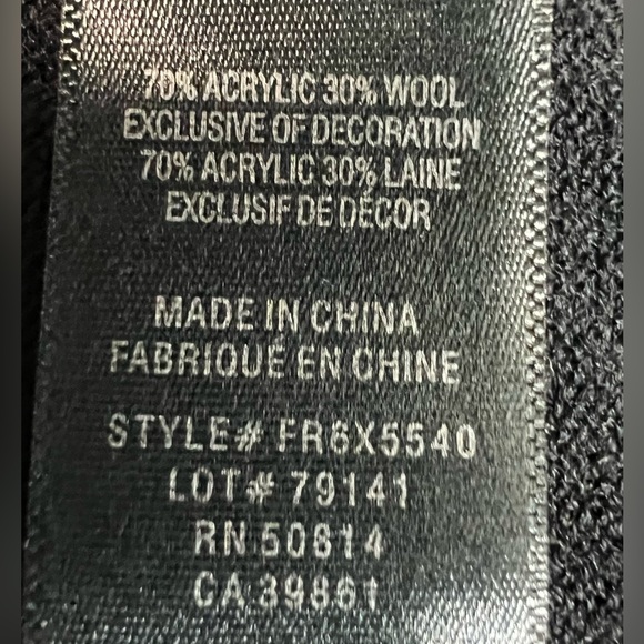 TAHARI Black Wool Mix Chiffon Collar Trim Cardigan Size Small - Picture 6 of 12